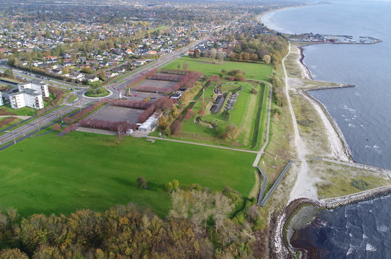 Dronefoto af Mosede Fort