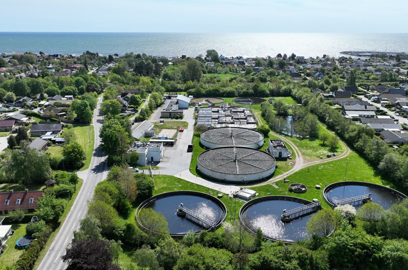 Dronefoto af Mosede Renseanlæg