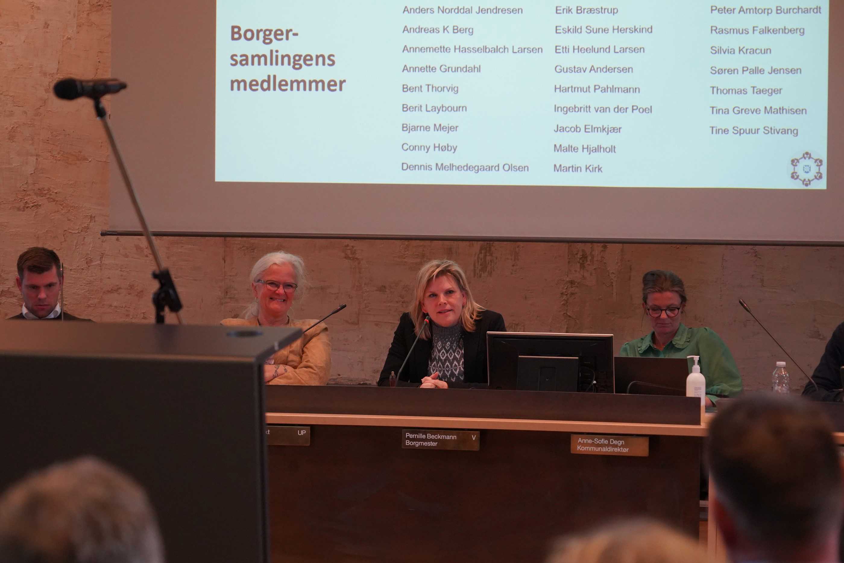 Billede af borgersamlingen i Greve Kommunes byrådssal.