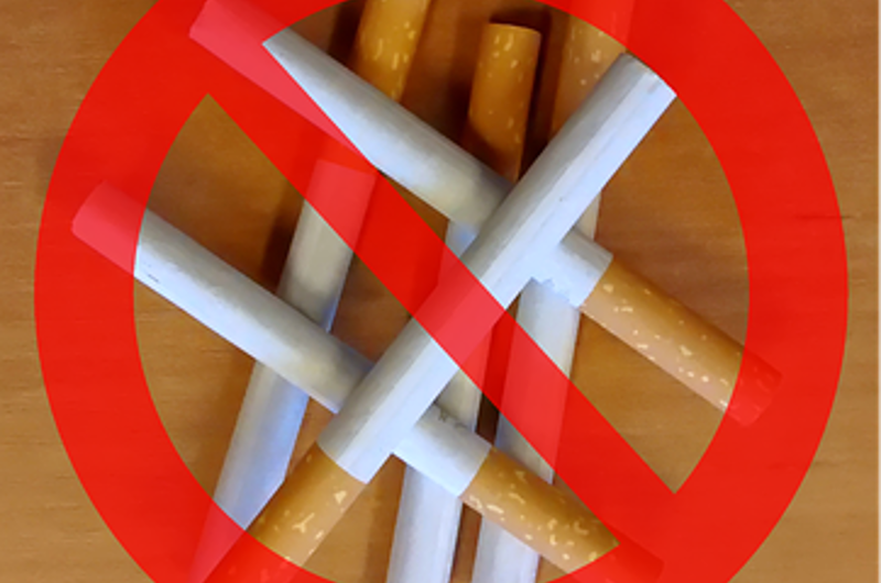 Forbudsskilt over cigaretter